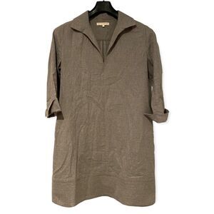 Ann Mashburn Gray Cotton Popover 3/4 Sleeve Dress Size Large
